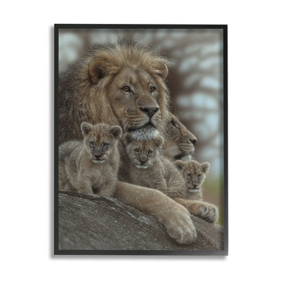 «33_King Lion Baby Cubs Wild Safari Animal Family», art mural sur toile tendue par Collin Bogle