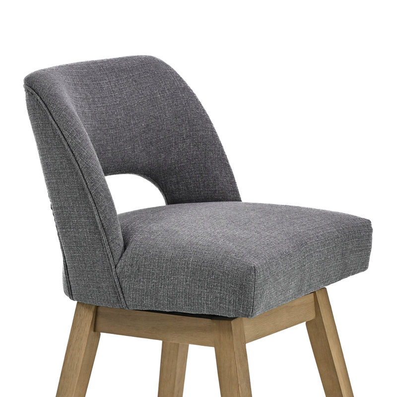 Ensemble de 6 tabourets de bar pivotants de 26 po de hauteur, siège rembourré en polyester sur structure en bois massif, 6