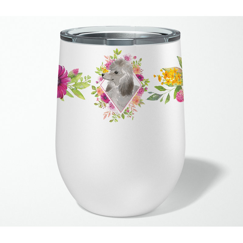 Verre à vin double mural en acier inoxydable 12 onces Ancram, Caniche standard gris