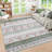 Floral Machine Washable Rug with Rubber Non-Slip Backing for Living Room, Dining Room, Bedroom, Office & Playroom-47545444