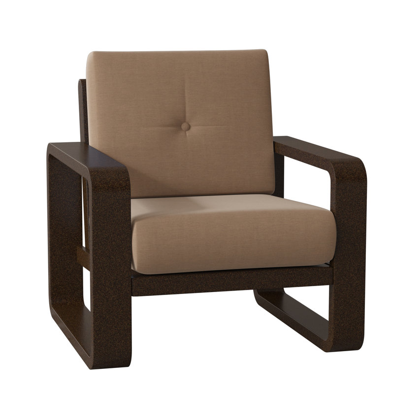 Vale Aluminum Outdoor Lounge Chair, Chestnut Brown, Linen Stone Sunbrella®