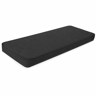 Coussin de banc intérieur/extérieur sur mesure, épaisseur 3 pouces, largeur 16 et 18 pouces, longueur personnalisable, avec housse Oxford imperméable, mousse haute résilience 75D, dessous antidérapant gris et double passepoil.