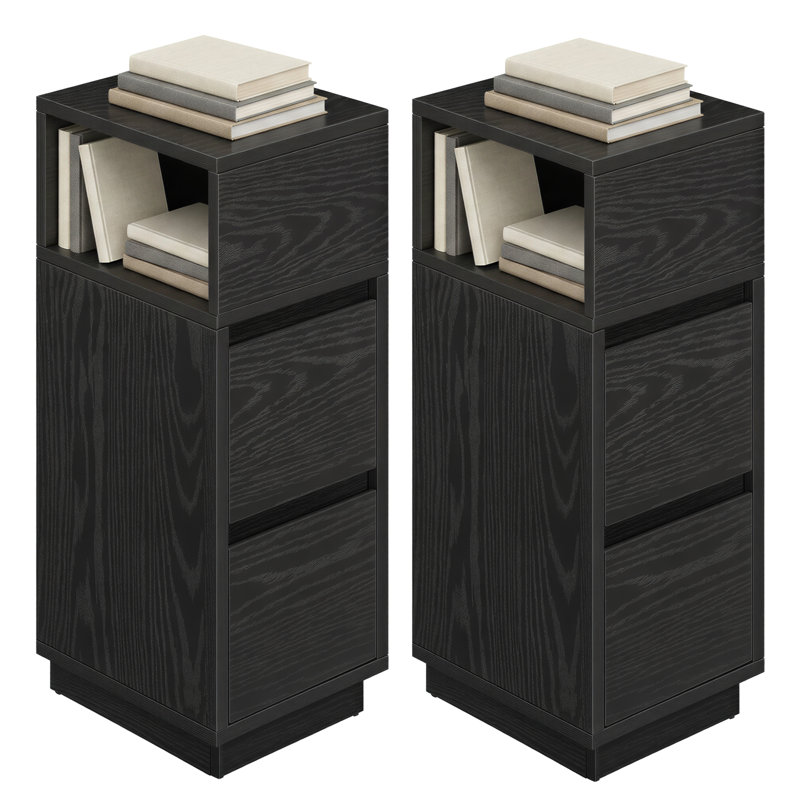 Arcolia 25cm W Manufactured Wood Bedside Table, Black