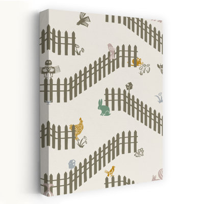 «Whimsical Farm Friends Playful Rustic Whimsical Bird Fox Rabbit Animal Nature», reproduction d'art murale