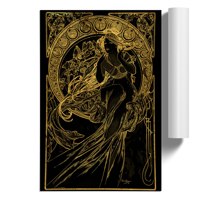 Golden Lady by Alphonse Mucha - Unframed Graphic Art, 42cm H x 30cm W x 0.1cm D