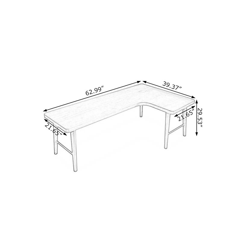 Bureaux rectangulaires en bois massif brun, H 29,53 po x l 62,99 po x P 39,37 po, Retour à droite