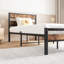 Lit simple avec support à lattes en métal - Tête de lit en bois rétro rustique, sans sommier, assemblage efficace, assemblage facile, repos de nuit confortable-387591680