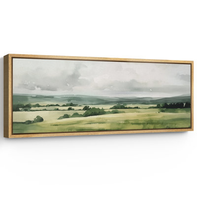 Illustration abstraite de paysage, images murales minimalistes vertes simples, impression numérique sur toile giclée sur toile