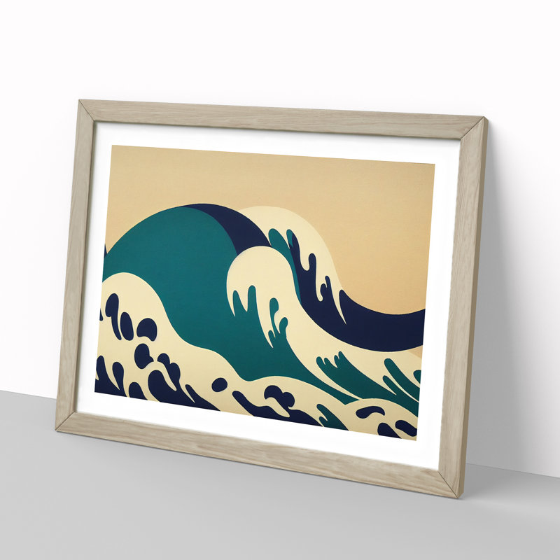 Abstract Japanese Wave Vol.2 - Framed Print, 34cm H x 46cm W x 2cm D, Oak