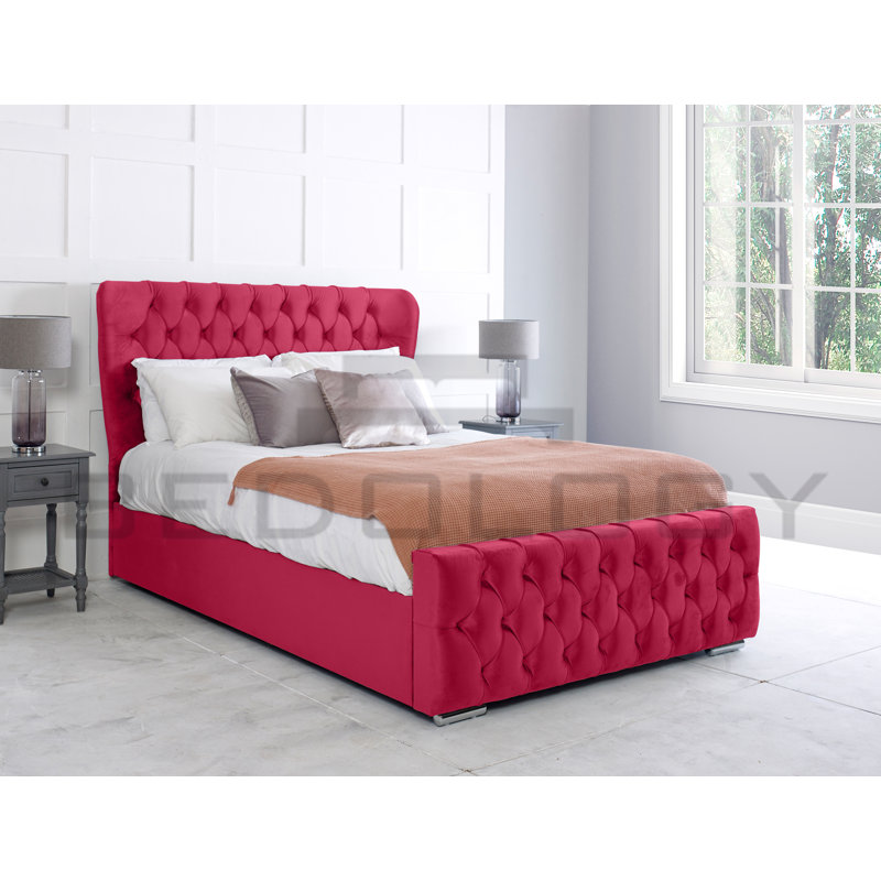 Cadnite Upholstered Storage Bed, King (150x200cm), Dark Pink