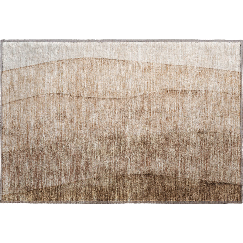 Premium Machine Washable Prisco Brown Rug, Rectangle 1'8" x 2'6"
