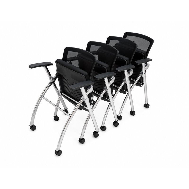 Tables de formation mobiles professionnelles avec prises électriques intégrées et chaises de travail gigognes | Ensemble de 2 tables et 4 chaises | Tables de formation gigognes pliantes de 203 cm (80 po) | Mobilier pour salles de conférence et salles de classe | Hêtre 4 places