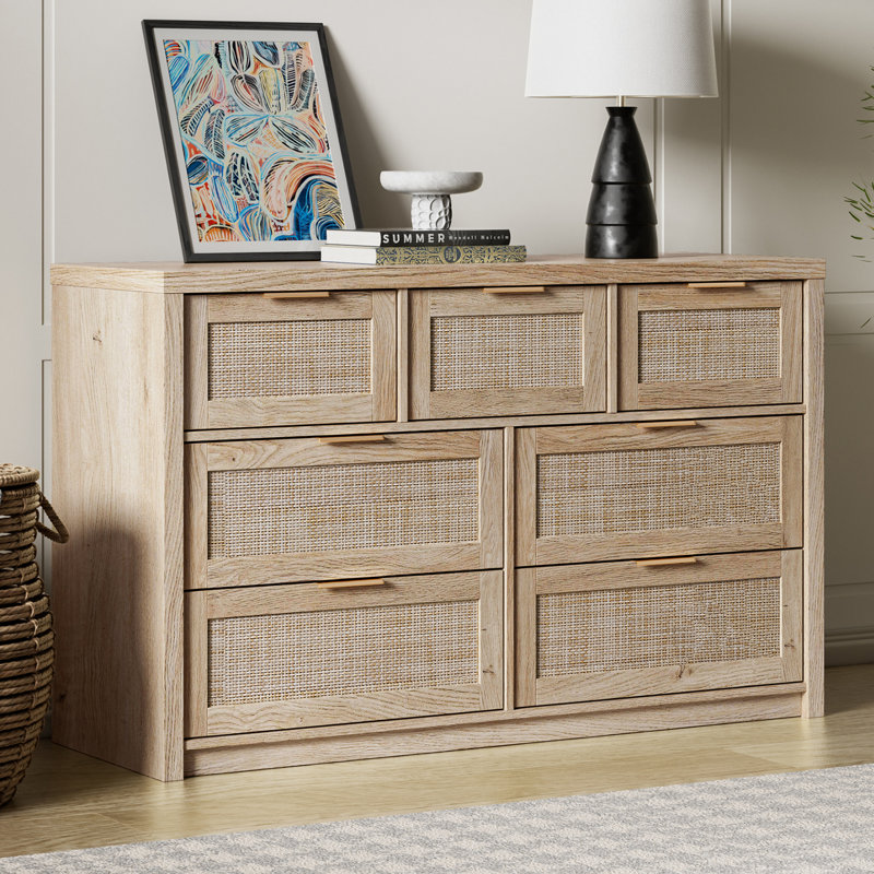 134 cm W Chest of 7 Drawers, Light Natural Oak
