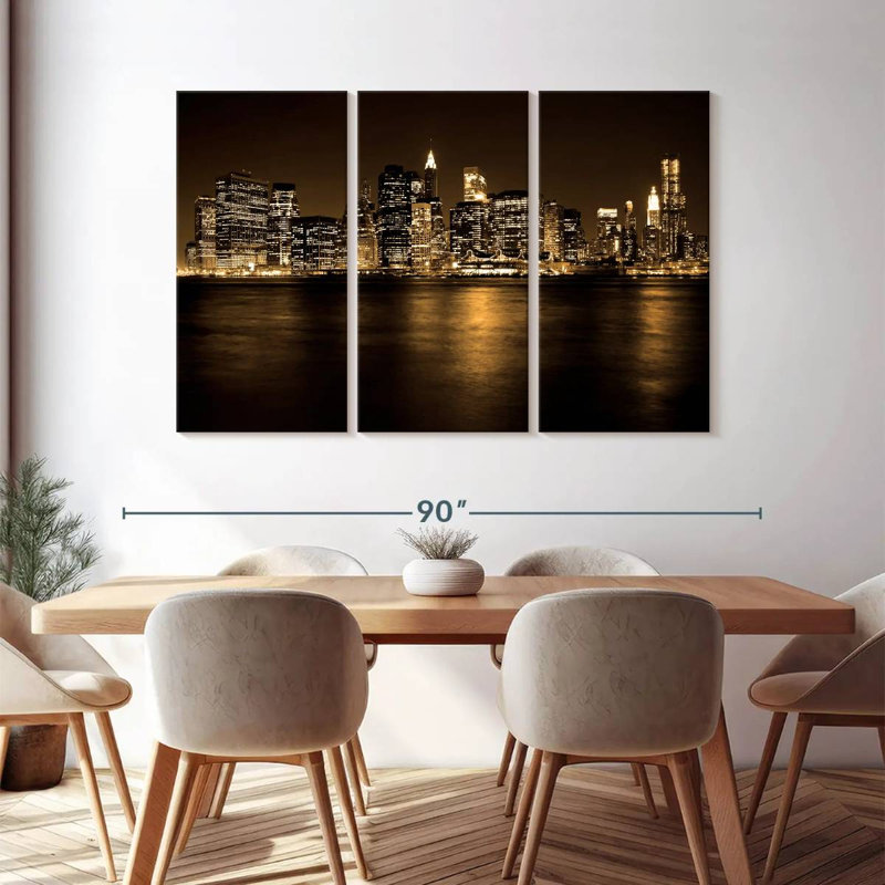 " Manhattan NYC Skyline " 3 - Pieces, 48" H x 74" W x 1.25" D