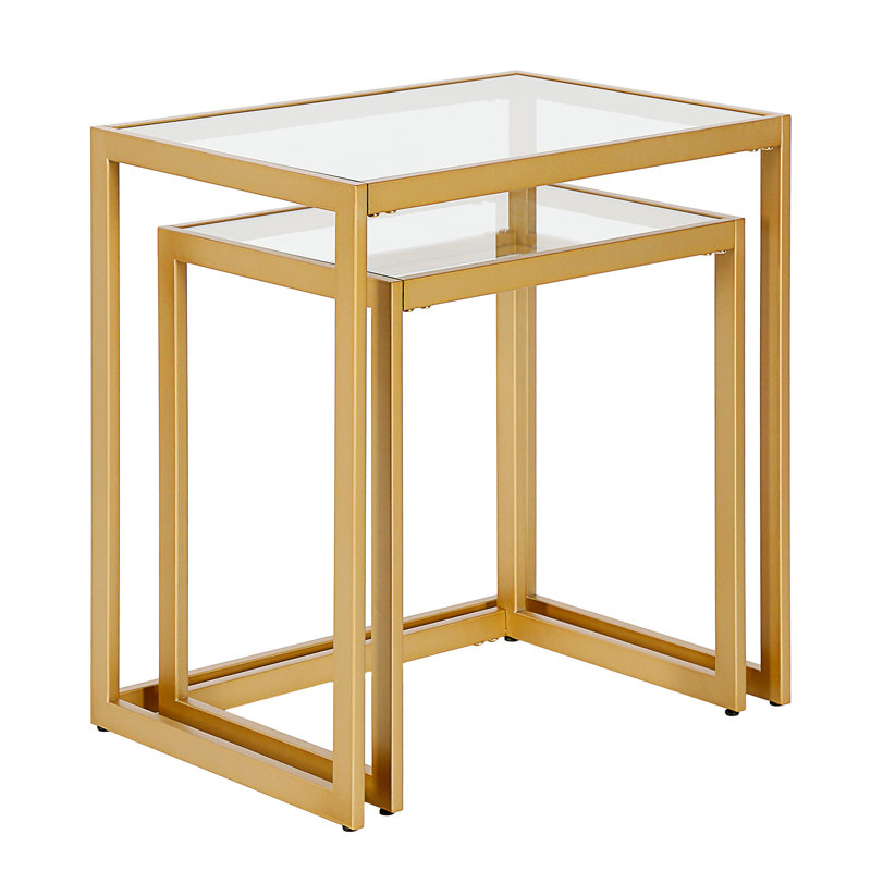 Glass Top Frame Nesting Tables, Gold