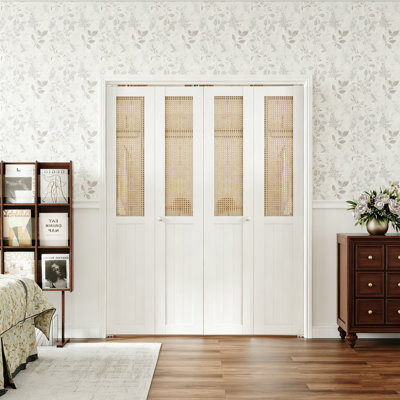 CHIC Mode Doors Porte en panneau de fibres à densité moyenne semi-rabattable en MDF 60 po x 80 po avec quincaillerie