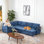 Canapé-lit modulaire en forme de U 116 po avec lit escamotable de 116 po, 7 places, ports de charge et table d'appoint pliable, bleu chenille nuage