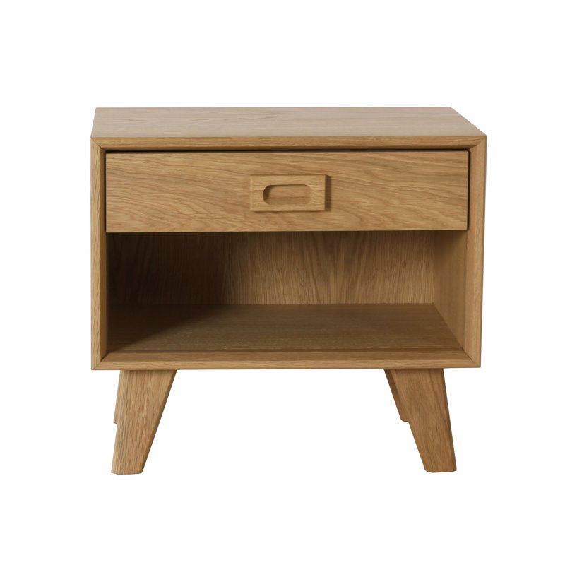 Cristobal 50cm W Solid + Manufactured Wood Bedside Table, Oak