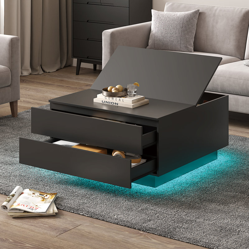 Frame Coffee Table with Storage, Black