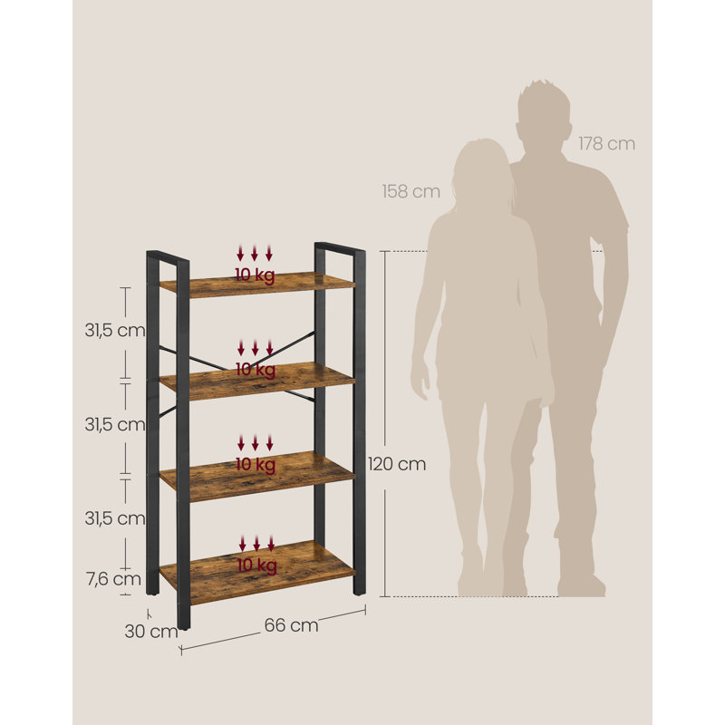Alaira 120cm H x 66cm W Steel Standard Bookcase