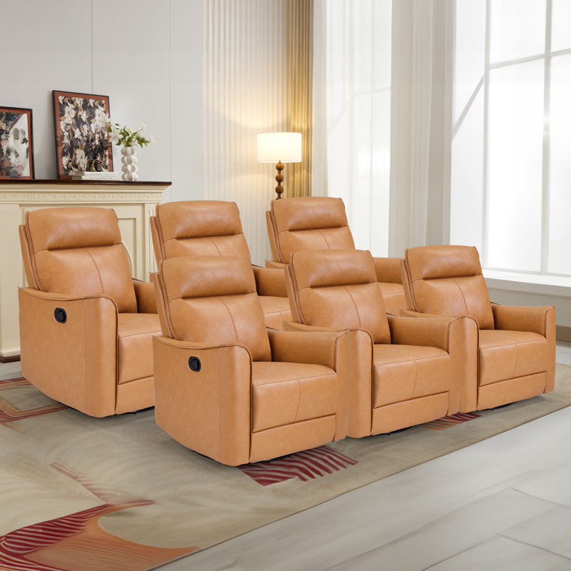 Siège de cinéma inclinable 31,5 po, Cuir orange végétalien