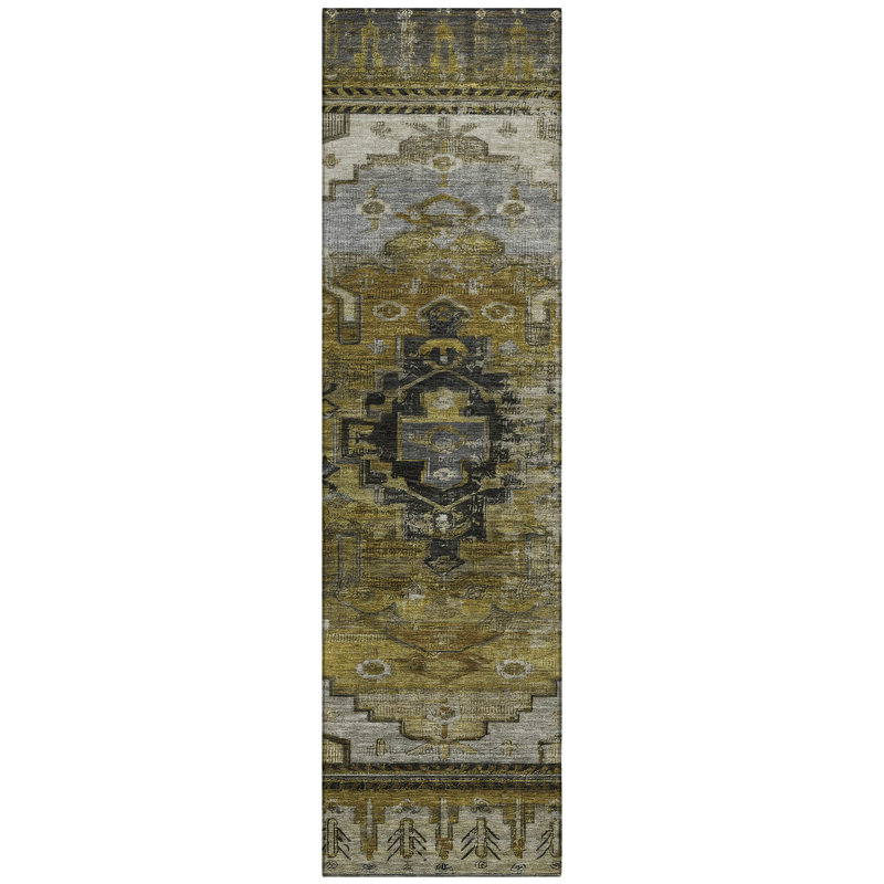Machine Washable Indoor/Outdoor Xhevrie Brown Rug, Runner 2'3" x 7'6"