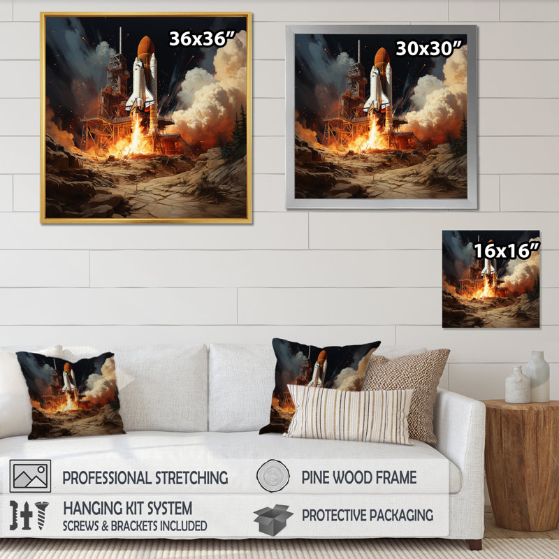 Rocketship Remembrance I - Transportation Canvas Print, Cadre simple noir, H 36 po x l 36 po x P 1,5 po