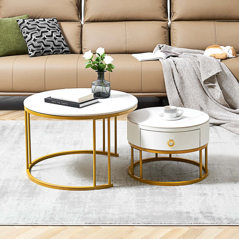 Savick Stone Top Nesting Coffee Table