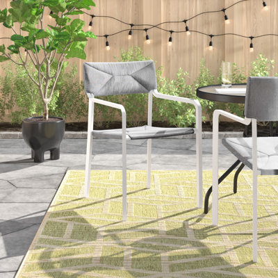 Raleigh Outdoor Patio Aluminum Armchair Set Of 2 In White Navy