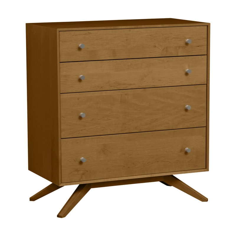 Commode 4 tiroirs Astrid, Cerise brune, Conventionnel