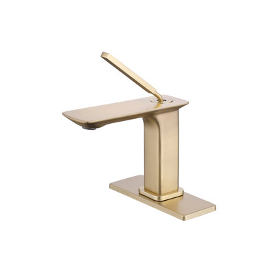 Weshi Brushed Gold Single Handle Bathroom Vanity Faucet, Lead-Free Solid Brass Sink Faucet with Pop-Up Drain Assembly, 1 or 3 Hole Installation
