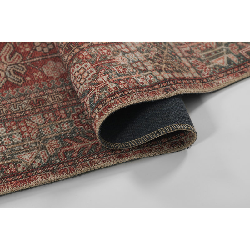 Bungalow Rose Campisi Traditional Medallion Polyester Red Area Rug, Rectangle 2' x 3'
