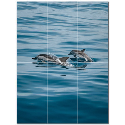 Murale décorative en céramique 4,25 po x 4,25 po Dolphin Photo