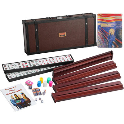 American Mahjong Mah jongg Set Suitcase Limited Edition Embedded Masterpiece Background in Leather Suitcase The Scream