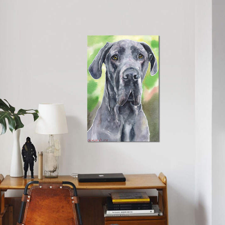« great danois i », reproduction d’impression sur toile, H 26 po x l 18 po x P 1,5 po, Toile tendue, Pas de tapis