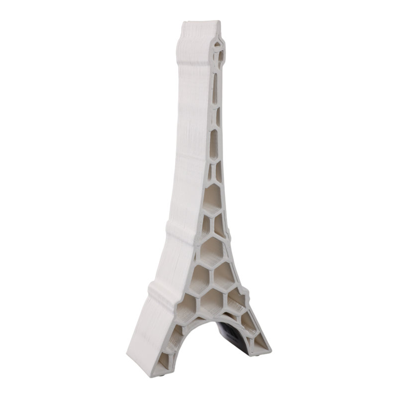 Decorative Object Porcelain Honeycomb Eiffel Tower Design For Home Office Bedroom Living Room - 14" Ivory