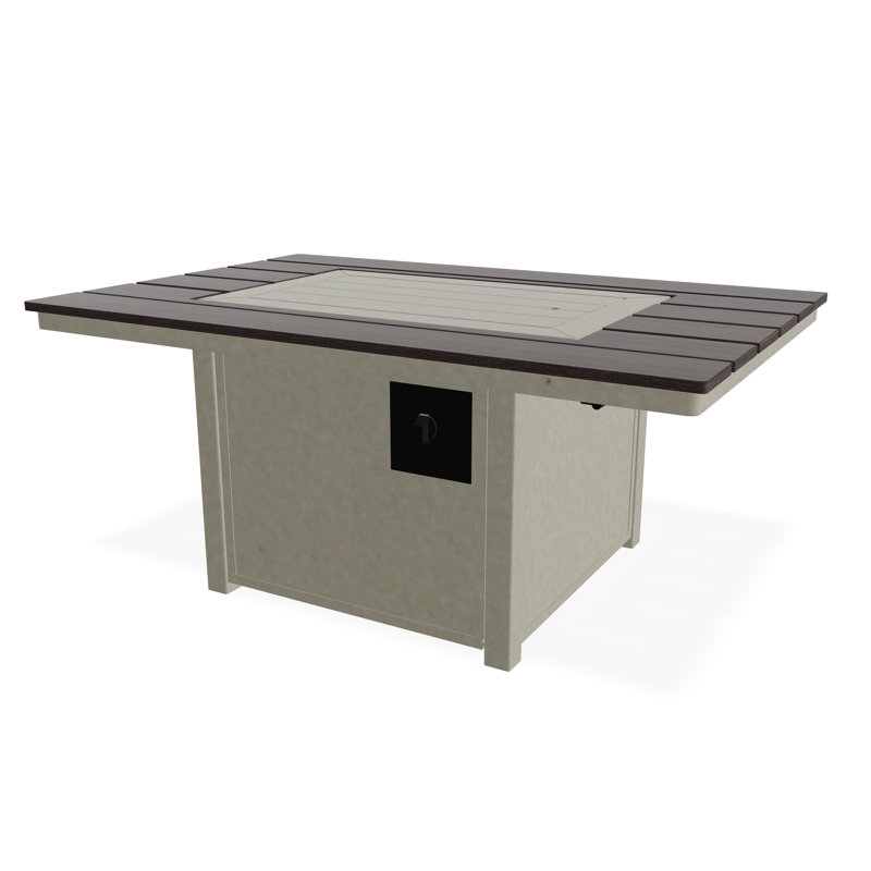 36" x 54" Rustic Polymer Fire Table with Propane Shelf, Storm
