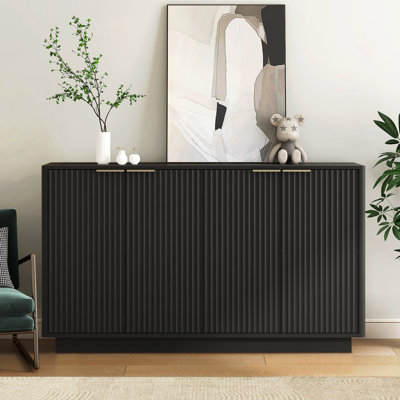 55.1" Fluted Sideboard Cabinet, Credenza With Adjustable Shelves