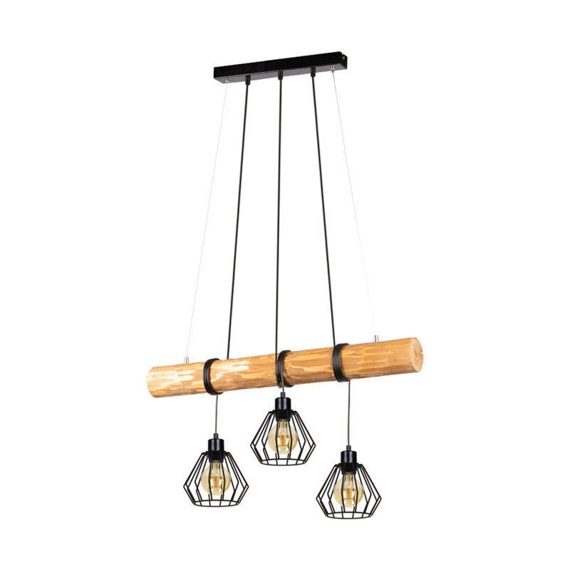 3 - Light Pendant, Brown Stained Pine