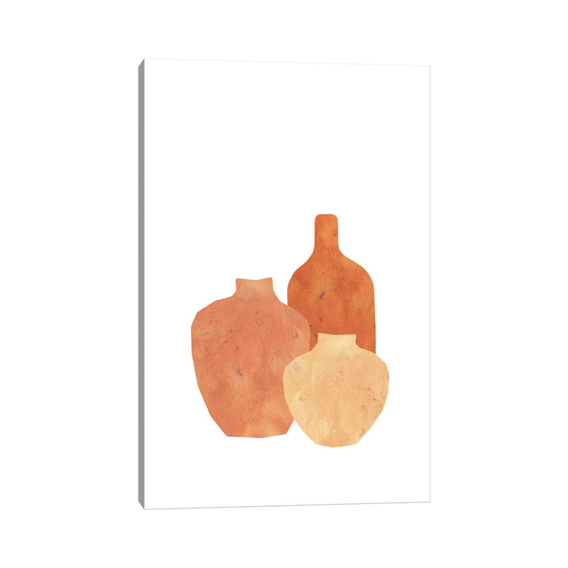 Terracotta Clay Vases by Whales Way - Painting on Canvas, 152.4cm H x 101.6cm W x 3.81cm D, Wrapped Canvas