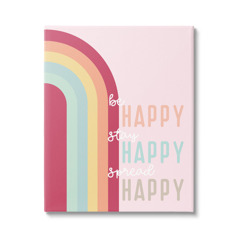 Be Stay Spread Happy Pink Rainbow par Anna Quach - impression, H 48 po x l 36 po x P 1,5 po, Toile tendue