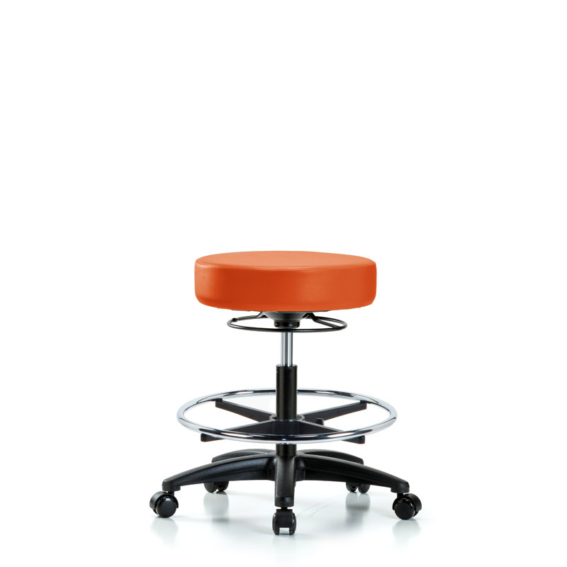 Tabouret de laboratoire Calliope, Roulettes, Orange