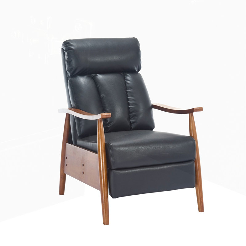 Fauteuil d'appoint moderne avec cadre en bois, Similicuir rouge vin