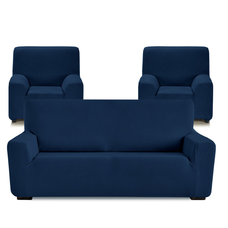 Milan Sofa Slipcover, Set 3+1+1 Seats, Blue