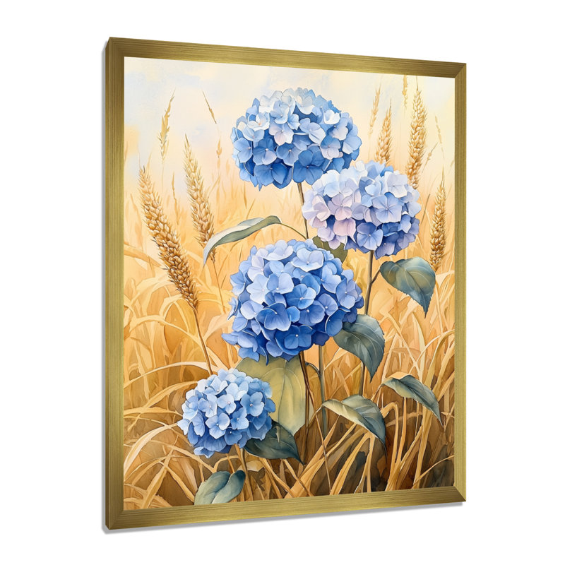 Annawan - Art mural sur toile à motif floral, H 20 po x l 12 po, Reproduction encadrée sans passe-partout, Doré