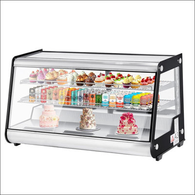 Vitrine de réfrigérateur de comptoir de 8,1 pieds cubes, réfrigérateur à dessert anti-buée avec verre trempé double couche, 2 tablettes réglables et contrôle de température numérique pour la boulangerie, le café