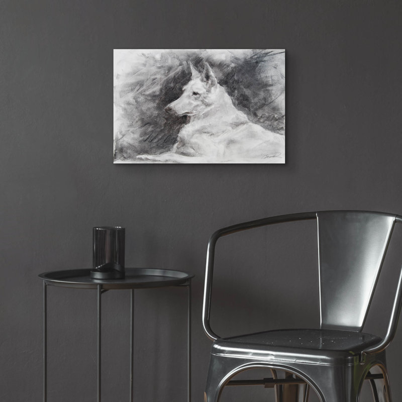«White Shepherd In Gray» par Robert Campbell, H 16 po x l 24 po x P 0,2 po
