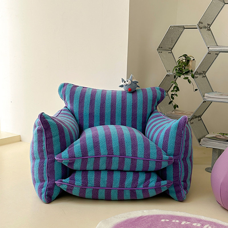 Canapé simple Leisure Bean Bag, Mélange de polyester bleu