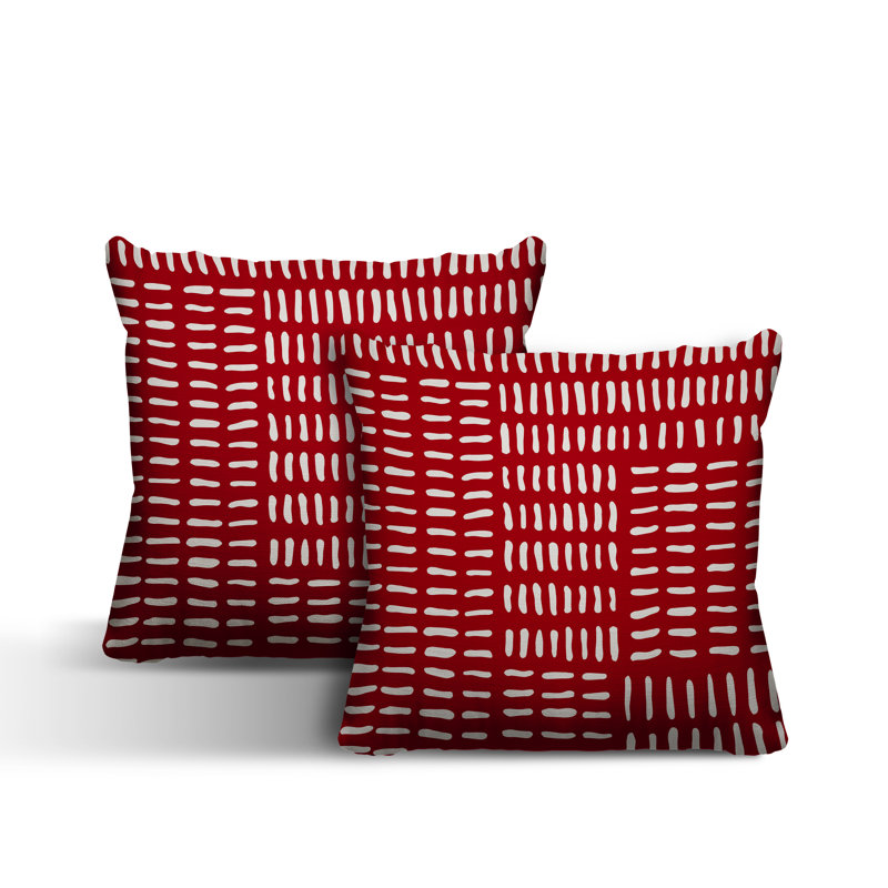Outdoor Reversible Throw Pillow, 19W" x 19H", Red