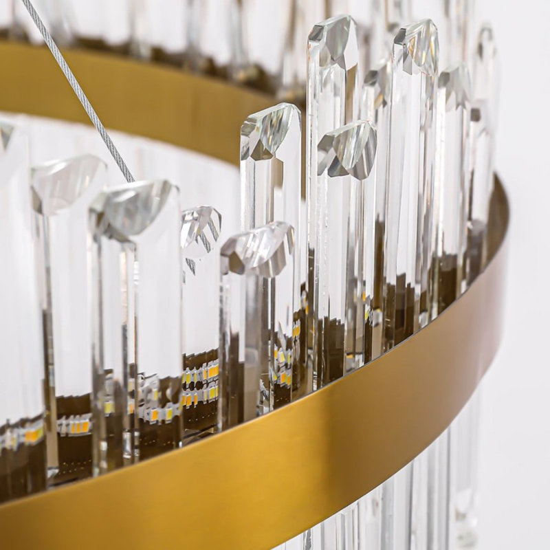 Lustre moderne à intensité variable en cristal K9, 31.5"